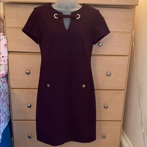 Tommy Hilfiger Purple Sheath Dress V-Neck Short Sleeve